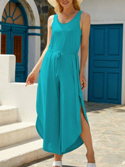Wide Strap Wide Leg Jumpsuit Teal www.nizzadesign.com