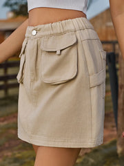 Pocketed Elastic Waist Denim Skirt www.nizzadesign.com