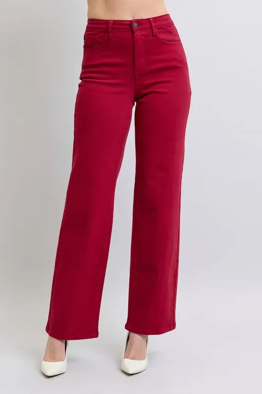 Judy Blue Full Size High Waist Heart Shaped Back Pockets 90's Straight Jeans Plus Size SCARLET www.nizzadesign.com