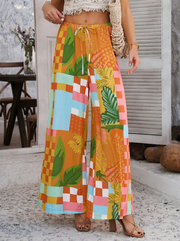 Devine Drawstring Printed Wide Leg Pants www.nizzadesign.com