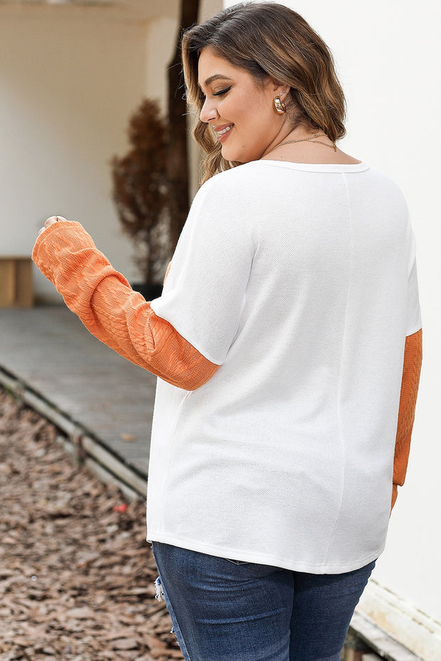 Plus Size Color Block Dropped Shoulder Blouse www.nizzadesign.com