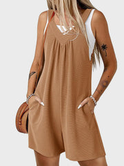 V-Neck Wide Strap Romper Mustard www.nizzadesign.com