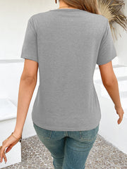 Cross Line Detail Round Neck T-Shirt www.nizzadesign.com