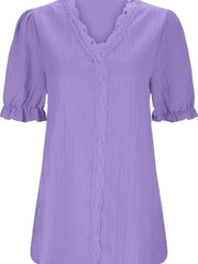 Full Size Lace Detail V-Neck Blouse Plus Size www.nizzadesign.com