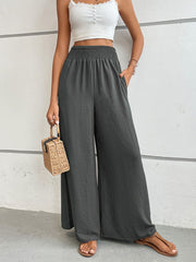 Perfee Wide Waistband Relax Fit Long Pants Dark Gray www.nizzadesign.com
