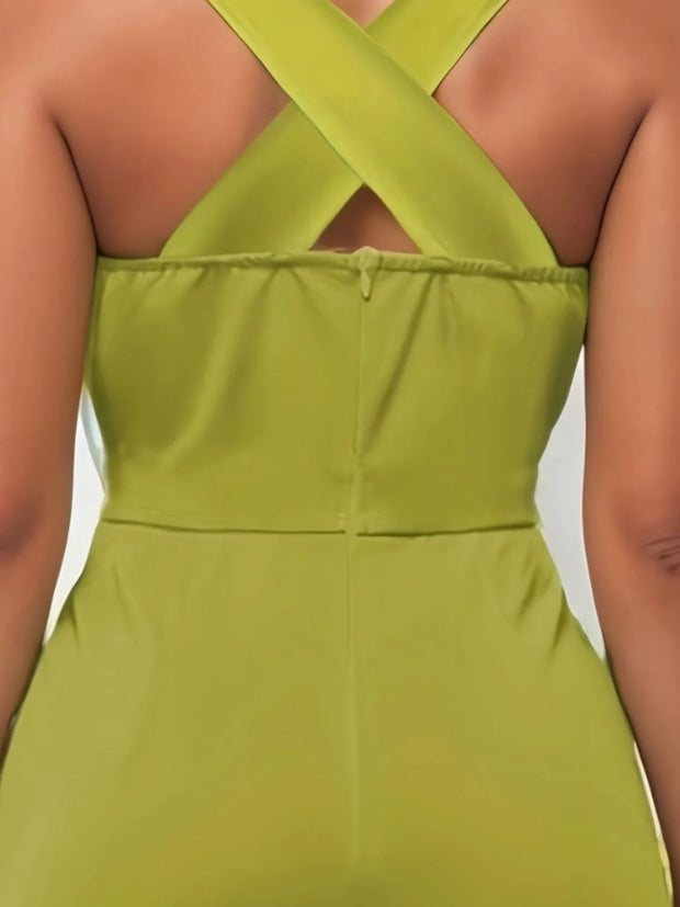Crisscross Back Solid Color Sleeveless Romper www.nizzadesign.com