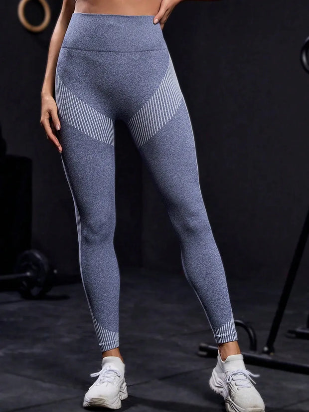 Striped High Waist Active Pants www.nizzadesign.com