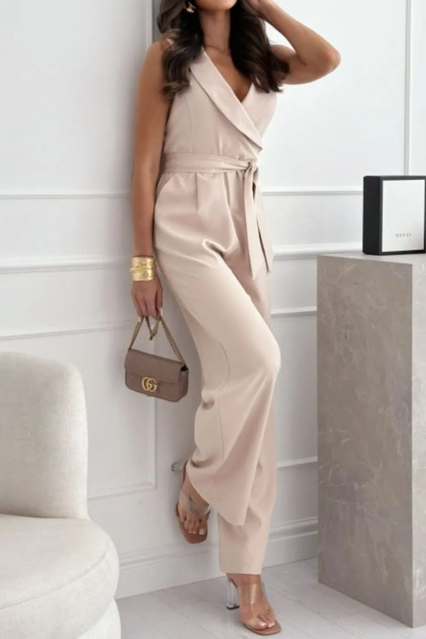 Surplice Sleeveless Wide Leg Jumpsuit www.nizzadesign.com