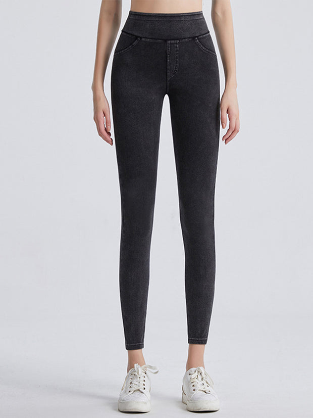 Wide Waistband Sports Leggings Charcoal www.nizzadesign.com