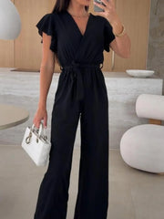 Tied Ruffled Wide Leg Jumpsuit www.nizzadesign.com