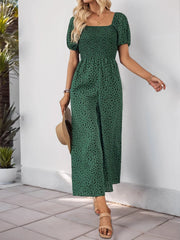 Printed Square Neck Puff Sleeve Jumpsuit www.nizzadesign.com