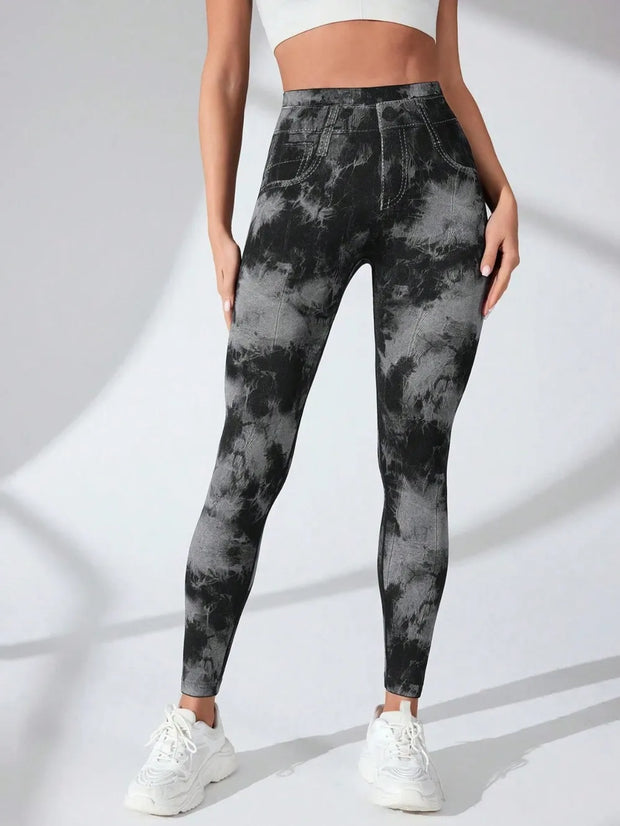 Tie-Dye High Waist Active Leggings Black www.nizzadesign.com