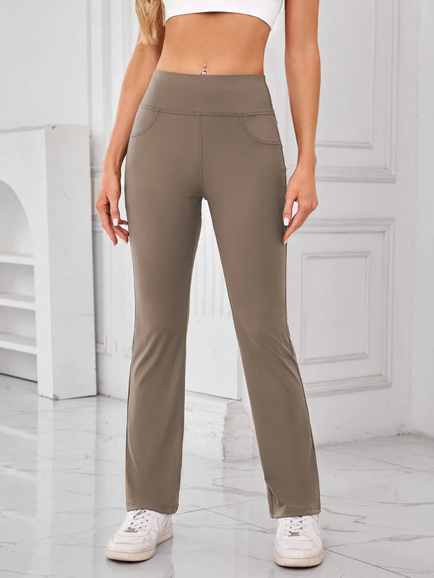 Lovelet High Waist Active Pants with Pockets Camel www.nizzadesign.com