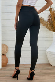 Wide Waistband Distressed Slim Fit Leggings www.nizzadesign.com