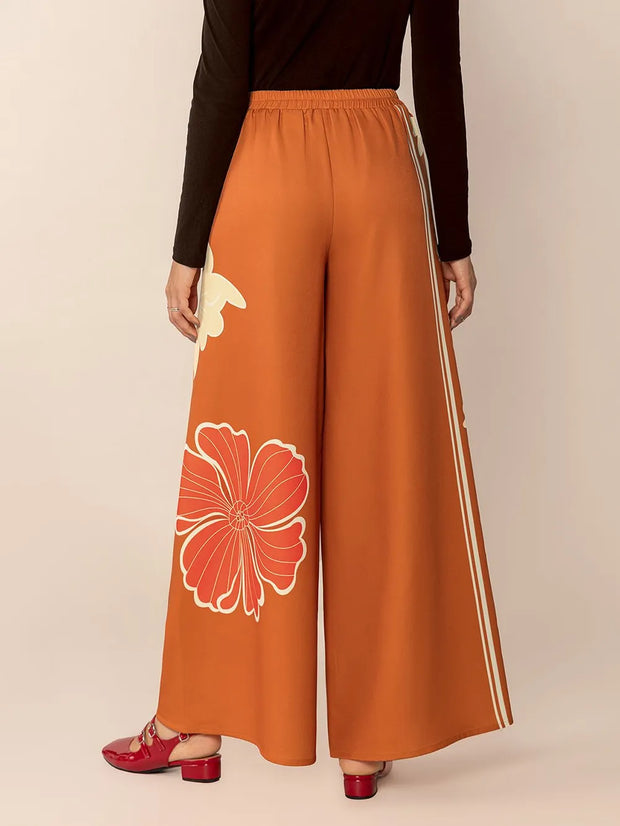Printed Elastic Waist Wide Leg Pants www.nizzadesign.com