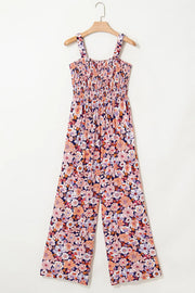 Floral Print Smocked High Waist Square Neck Jumpsuit www.nizzadesign.com