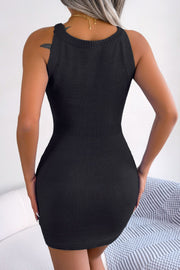 Decorative Button Sleeveless Cable-Knit Dress www.nizzadesign.com