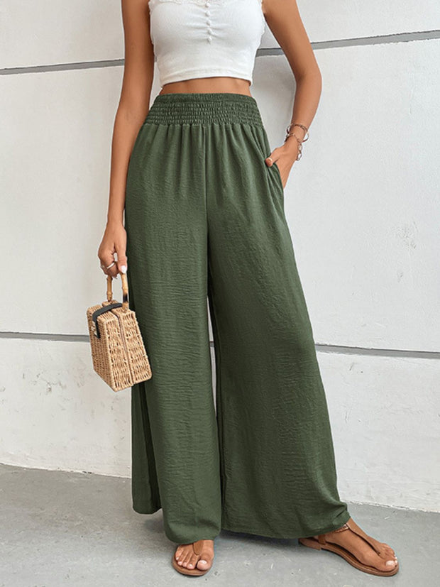 Perfee Wide Waistband Relax Fit Long Pants Matcha Green www.nizzadesign.com