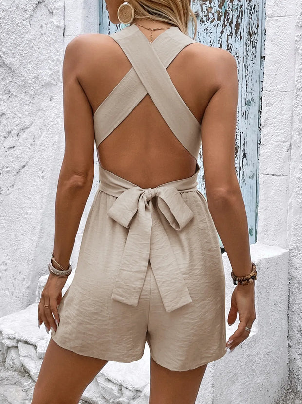 Crisscross Sleeveless Tie Back Romper www.nizzadesign.com