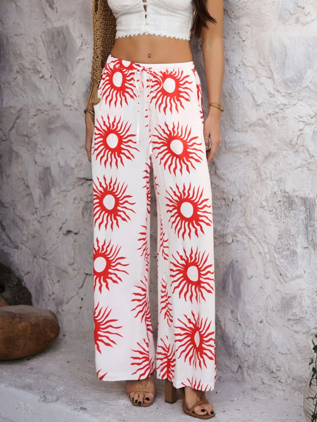 Devine Drawstring Printed Wide Leg Pants www.nizzadesign.com