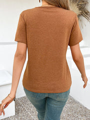 Cross Line Detail Round Neck T-Shirt www.nizzadesign.com