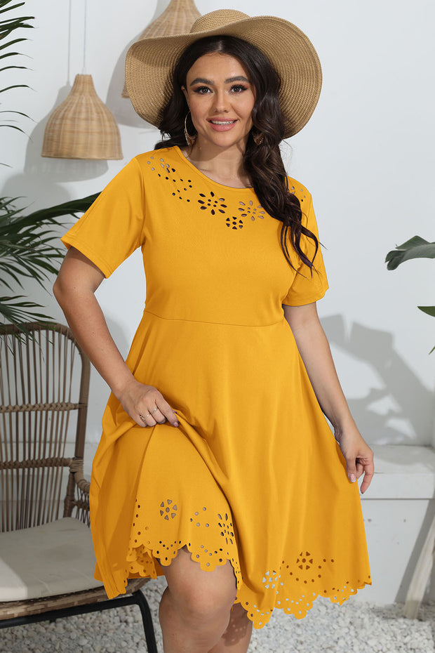 Plus Size Round Neck Openwork Dress www.nizzadesign.com