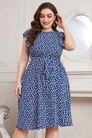 Honey Plus Size Round Neck Tie Waist Dress www.nizzadesign.com