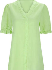 Full Size Lace Detail V-Neck Blouse Plus Size www.nizzadesign.com