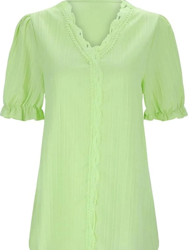 Full Size Lace Detail V-Neck Blouse Plus Size www.nizzadesign.com