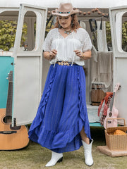 Plus Size Swiss Dot Ruffled Wide Leg Pants www.nizzadesign.com