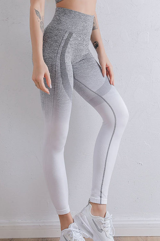 Gradient High Waist Sports Leggings Grey White www.nizzadesign.com