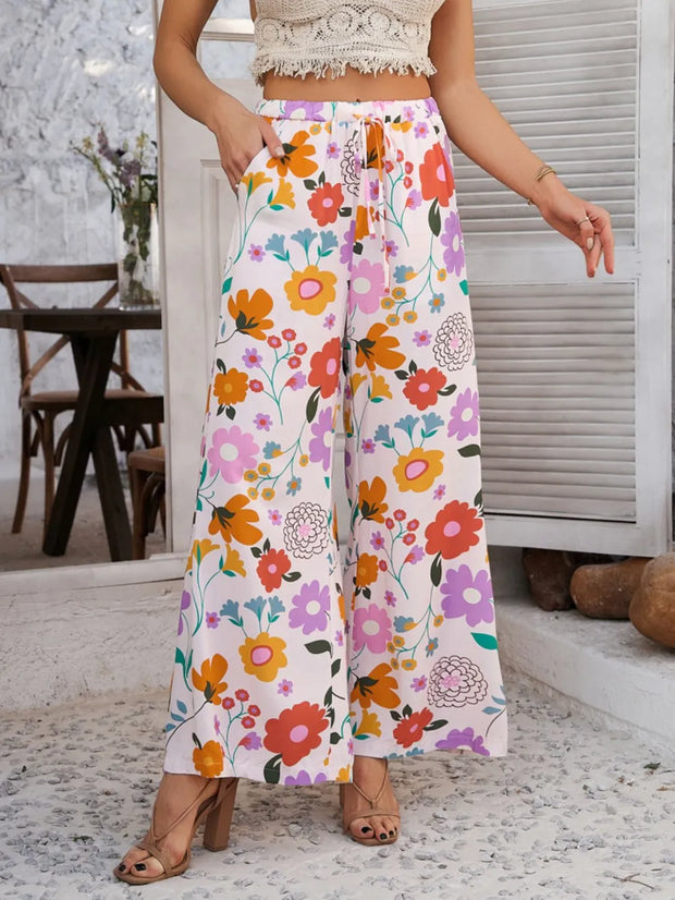 Devine Drawstring Printed Wide Leg Pants www.nizzadesign.com