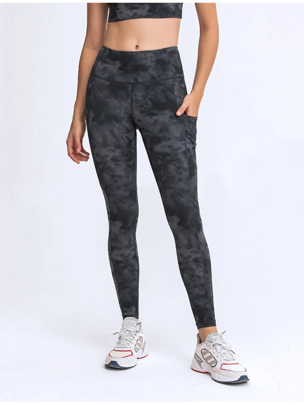 Millennia Wide Waistband Leggings with Pockets Black www.nizzadesign.com