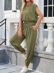 Backless Drawstring Waist Jumpsuit Moss www.nizzadesign.com