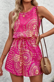 Boho Floral Print Sleeveless Summer Romper www.nizzadesign.com
