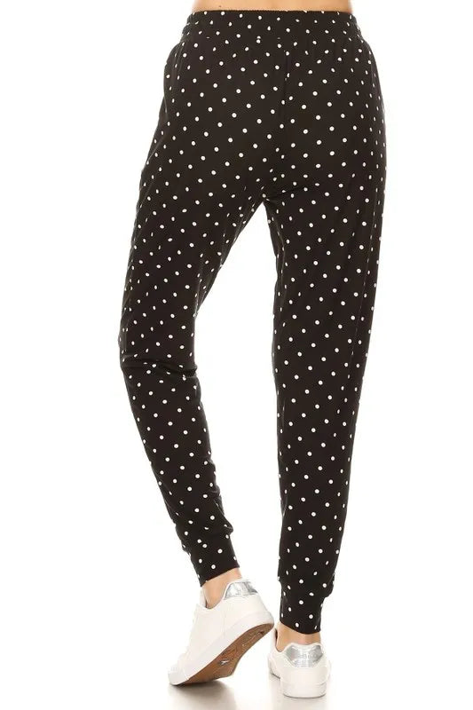 Leggings Depot Full Size Buttery Soft Polka Dot Joggers with Drawstring Plus Size www.nizzadesign.com