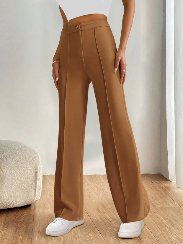 High Waist Wide Leg Pants Caramel www.nizzadesign.com