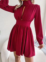 Cutout Turtleneck A-Line Mini Dress www.nizzadesign.com