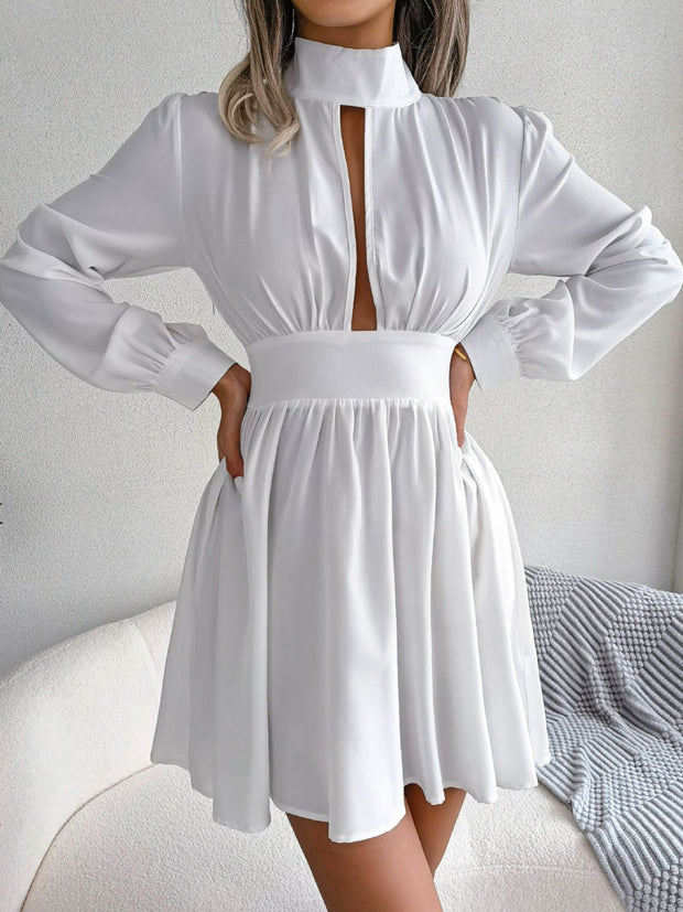 Cutout Turtleneck A-Line Mini Dress www.nizzadesign.com