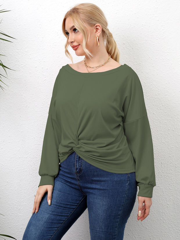 Plus Size Twisted Drop Shoulder T-Shirt www.nizzadesign.com