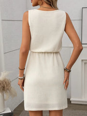 Waffle-Knit Drawstring Mini Tank Dress www.nizzadesign.com
