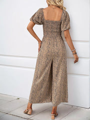 Printed Square Neck Puff Sleeve Jumpsuit www.nizzadesign.com