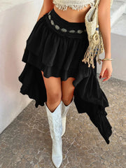 Devine High-Low Ruched Layered Skirt Black www.nizzadesign.com