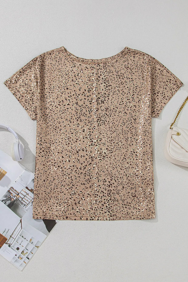 Parchment Shimmer Leopard Print Dolman Sleeve T Shirt www.nizzadesign.com
