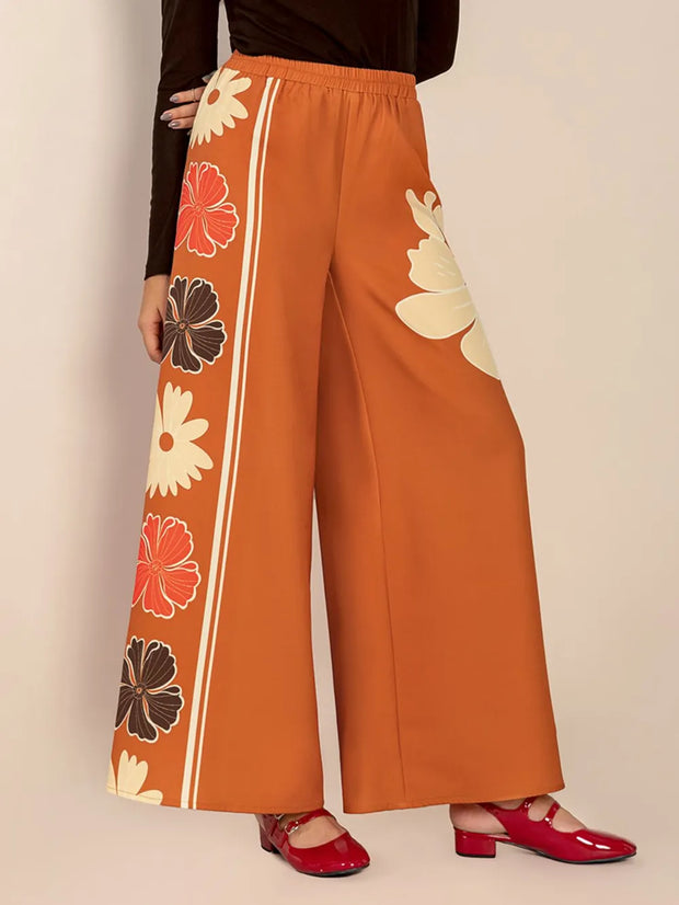 Printed Elastic Waist Wide Leg Pants www.nizzadesign.com