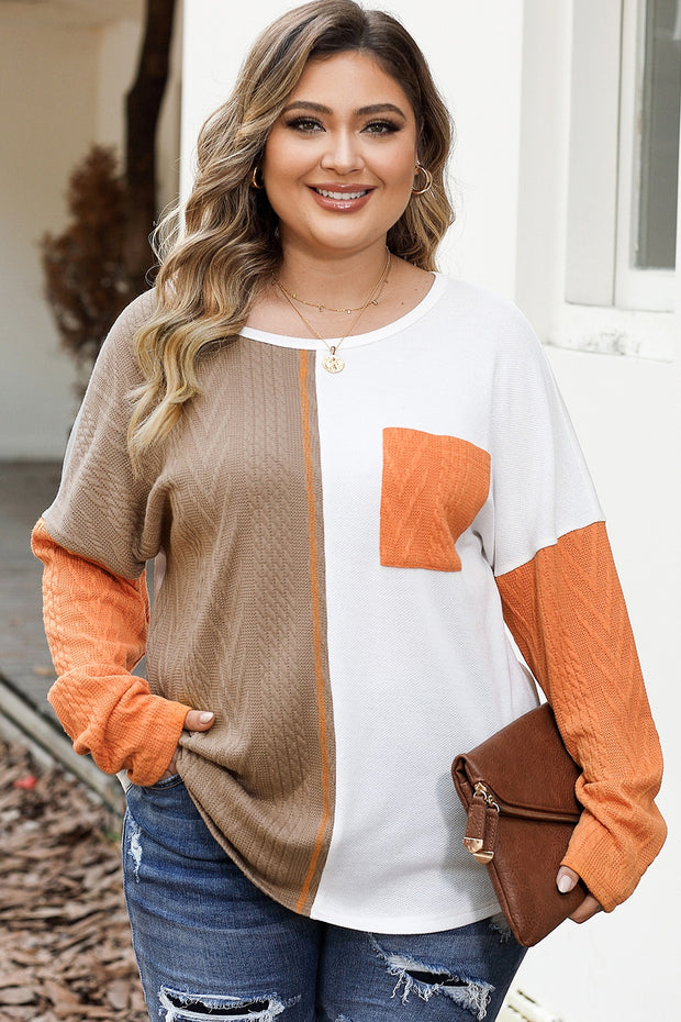 Plus Size Color Block Dropped Shoulder Blouse www.nizzadesign.com