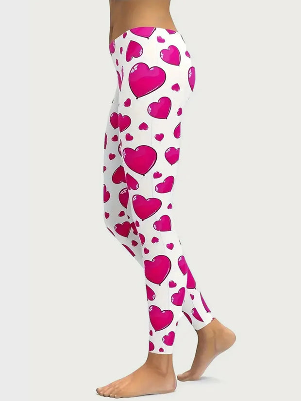 Heart Print Skinny Pants Hot Pink www.nizzadesign.com