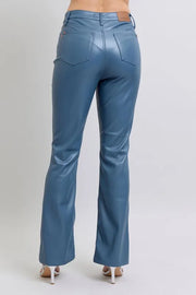 Judy Blue Full Size High Waist Tummy Control Faux Leather Bootcut Pants Plus Size www.nizzadesign.com