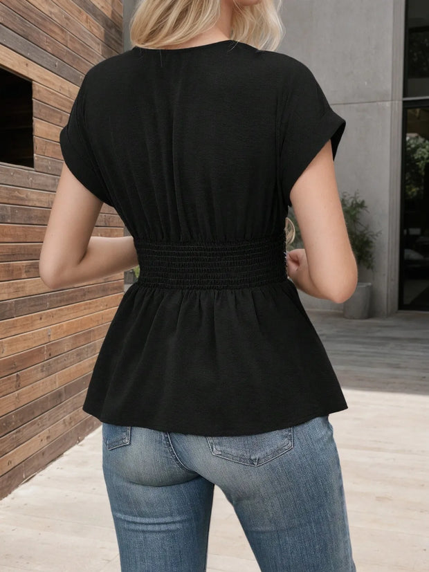 Surplice Short Sleeve Blouse www.nizzadesign.com