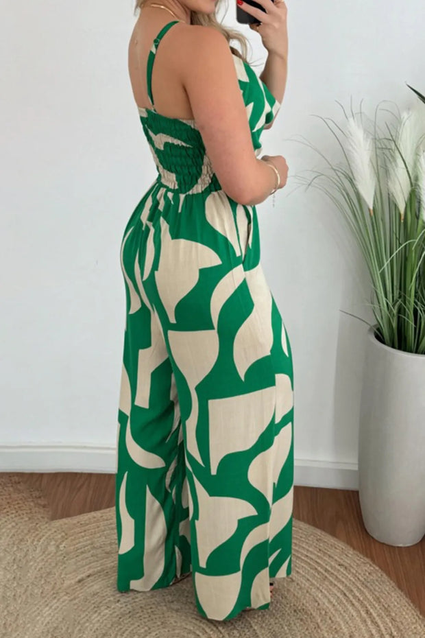Two-Tone Spaghetti Strap Wide Leg Jumpsuit www.nizzadesign.com